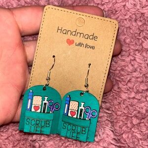 3D Nurse pocket wooden earrings